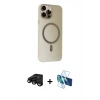 MARSİLYAN™- iPhone 15 Pro Kılıf Çekirdek Modern Prime - Siyah 3D Antistatik Seramik Nano Ekran Koruyucu + Siyah Raze Metal Kamera Lens