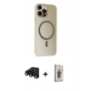 MARSİLYAN™- iPhone 15 Pro Kılıf Çekirdek Modern Prime - Siyah Bilvis 3D Cam Ekran Koruyucu + Siyah Raze Metal Kamera Lens