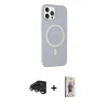MARSİLYAN™- iPhone 15 Pro Kılıf Çekirdek Modern Prime - Siyah Bilvis 3D Cam Ekran Koruyucu + Raze Metal Kamera Lens - TMGI
