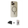 MARSİLYAN™- iPhone 15 Pro Kılıf Çekirdek Modern Prime - Siyah Bilvis 3D Cam Ekran Koruyucu + Raze Metal Kamera Lens - TMGI