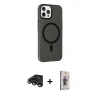 MARSİLYAN™- iPhone 15 Pro Kılıf Çekirdek Modern Prime - Siyah Bilvis 3D Cam Ekran Koruyucu + Raze Metal Kamera Lens - TMGI
