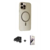 MARSİLYAN™- iPhone 15 Pro Kılıf Çekirdek Modern Prime - Siyah Bilvis 3D Mat Cam Ekran Koruyucu + Raze Metal Kamera Lens - GS
