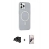 MARSİLYAN™- iPhone 15 Pro Kılıf Çekirdek Modern Prime - Siyah Bilvis 3D Mat Cam Ekran Koruyucu + Titanyum Gri Raze Metal Kamera Lens