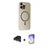 MARSİLYAN™- iPhone 15 Pro Kılıf Çekirdek Modern Prime - Siyah Bilvis 5in1 3D Magic Cam Ekran Koruyucu + Raze Metal Kamera Lens - GS