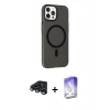 MARSİLYAN™- iPhone 15 Pro Kılıf Çekirdek Modern Prime - Siyah Bilvis 5in1 3D Magic Cam Ekran Koruyucu + Raze Metal Kamera Lens - LT