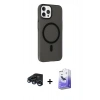 MARSİLYAN™- iPhone 15 Pro Kılıf Çekirdek Modern Prime - Siyah Bilvis 5in1 5D Magic Hayalet Cam Ekran Koruyucu + Raze Metal Kamera Lens - LT