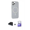 MARSİLYAN™- iPhone 15 Pro Kılıf Çekirdek Modern Prime - Siyah Bilvis 5in1 5D Magic Hayalet Cam Ekran Koruyucu + Raze Metal Kamera Lens - LT