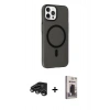 MARSİLYAN™- iPhone 15 Pro Kılıf Çekirdek Modern Prime - Siyah Bilvis Hayalet Cam Ekran Koruyucu + Raze Metal Kamera Lens - TMGI