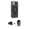 MARSİLYAN™- iPhone 15 Pro Kılıf Çekirdek Modern Prime - Siyah Buffer Hayalet Cam Ekran Koruyucu + Raze Metal Kamera Lens - TMGI