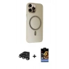 MARSİLYAN™- iPhone 15 Pro Kılıf Çekirdek Modern Prime - Siyah Buffer Hayalet Cam Ekran Koruyucu + Raze Metal Kamera Lens - TMGI