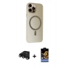 MARSİLYAN™- iPhone 15 Pro Kılıf Çekirdek Modern Prime - Siyah Buffer Hayalet Cam Ekran Koruyucu + Raze Metal Kamera Lens - SH