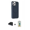 MARSİLYAN™- iPhone 15 Pro Kılıf Çekirdek Modern Prime - Siyah Polymer Nano Ekran Koruyucu + Lacivert Raze Metal Kamera Lens