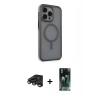 MARSİLYAN™- iPhone 15 Pro Kılıf Çekirdek Yansıma Prime - Şeffaf 360 Full Body Arka Koruyucu + Raze Metal Kamera Lens - TMGI