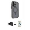MARSİLYAN™- iPhone 15 Pro Kılıf Çekirdek Yansıma Prime - Şeffaf Pasifik Cam Ekran Koruyucu + Raze Metal Kamera Lens - SH