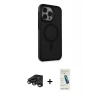 MARSİLYAN™- iPhone 15 Pro Kılıf Çekirdek Yansıma Prime - Şeffaf Pasifik Cam Ekran Koruyucu + Raze Metal Kamera Lens - TMGI