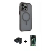 MARSİLYAN™- iPhone 15 Pro Kılıf Çekirdek Yansıma Prime - Siyah 360 Mat Full Body Arka Koruyucu + Raze Metal Kamera Lens - LT