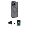 MARSİLYAN™- iPhone 15 Pro Kılıf Çekirdek Yansıma Prime - Siyah 360 Mat Full Body Arka Koruyucu + Raze Metal Kamera Lens - GS