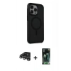 MARSİLYAN™- iPhone 15 Pro Kılıf Çekirdek Yansıma Prime - Siyah 360 Mat Full Body Arka Koruyucu + Raze Metal Kamera Lens - GS