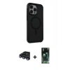 MARSİLYAN™- iPhone 15 Pro Kılıf Çekirdek Yansıma Prime - Siyah 360 Mat Full Body Arka Koruyucu + Raze Metal Kamera Lens - LT