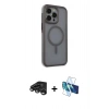 MARSİLYAN™- iPhone 15 Pro Kılıf Çekirdek Yansıma Prime - Siyah 3D Antistatik Cam Ekran Koruyucu + Raze Metal Kamera Lens - TMGI