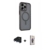 MARSİLYAN™- iPhone 15 Pro Kılıf Çekirdek Yansıma Prime - Siyah Bilvis 3D Cam Ekran Koruyucu + Raze Metal Kamera Lens - LT