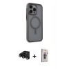 MARSİLYAN™- iPhone 15 Pro Kılıf Çekirdek Yansıma Prime - Siyah Bilvis 3D Cam Ekran Koruyucu + Raze Metal Kamera Lens - SH