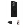MARSİLYAN™- iPhone 15 Pro Kılıf Çekirdek Yansıma Prime - Siyah Bilvis 3D Mat Cam Ekran Koruyucu + Raze Metal Kamera Lens - SH