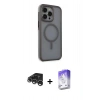 MARSİLYAN™- iPhone 15 Pro Kılıf Çekirdek Yansıma Prime - Siyah Bilvis 5in1 3D Magic Cam Ekran Koruyucu + Raze Metal Kamera Lens - GS
