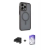 MARSİLYAN™- iPhone 15 Pro Kılıf Çekirdek Yansıma Prime - Siyah Bilvis 5in1 3D Magic Cam Ekran Koruyucu + Raze Metal Kamera Lens - TMGI