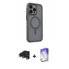 MARSİLYAN™- iPhone 15 Pro Kılıf Çekirdek Yansıma Prime - Siyah Bilvis 5in1 3D Magic Cam Ekran Koruyucu + Raze Metal Kamera Lens - LT