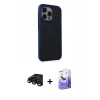 MARSİLYAN™- iPhone 15 Pro Kılıf Çekirdek Yansıma Prime - Siyah Bilvis 5in1 5D Magic Hayalet Cam Ekran Koruyucu + Raze Metal Kamera Lens - SH