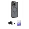 MARSİLYAN™- iPhone 15 Pro Kılıf Çekirdek Yansıma Prime - Siyah Bilvis 5in1 5D Magic Hayalet Cam Ekran Koruyucu + Raze Metal Kamera Lens - SH