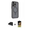 MARSİLYAN™- iPhone 15 Pro Kılıf Çekirdek Yansıma Prime - Siyah Buffer Cam Ekran Koruyucu + Raze Metal Kamera Lens - LT