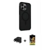 MARSİLYAN™- iPhone 15 Pro Kılıf Çekirdek Yansıma Prime - Siyah Buffer Cam Ekran Koruyucu + Raze Metal Kamera Lens - SH