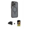 MARSİLYAN™- iPhone 15 Pro Kılıf Çekirdek Yansıma Prime - Siyah Buffer Cam Ekran Koruyucu + Raze Metal Kamera Lens - SH