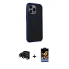 MARSİLYAN™- iPhone 15 Pro Kılıf Çekirdek Yansıma Prime - Siyah Buffer Hayalet Cam Ekran Koruyucu + Siyah Raze Metal Kamera Lens