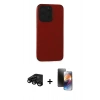 MARSİLYAN™- iPhone 15 Pro Kılıf Doruk Asil Koleksiyonu - Siyah 3D Antistatik Mat Seramik Nano Ekran Koruyucu + Raze Metal Kamera Lens - SH