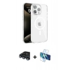MARSİLYAN™- iPhone 15 Pro Kılıf Doruk Doku Özel Seri - Siyah 3D Antistatik Cam Ekran Koruyucu + Raze Metal Kamera Lens - LT