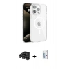 MARSİLYAN™- iPhone 15 Pro Kılıf Doruk Doku Özel Seri - Siyah Bilvis 0.18mm Plus Cam Ekran Koruyucu + Raze Metal Kamera Lens - TMGI