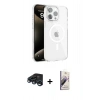 MARSİLYAN™- iPhone 15 Pro Kılıf Doruk Doku Özel Seri - Siyah Bilvis 3D Mat Cam Ekran Koruyucu + Raze Metal Kamera Lens - LT