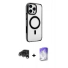 MARSİLYAN™- iPhone 15 Pro Kılıf Doruk Doku Özel Seri - Siyah Bilvis 5in1 3D Magic Cam Ekran Koruyucu + Raze Metal Kamera Lens - GS