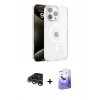MARSİLYAN™- iPhone 15 Pro Kılıf Doruk Doku Özel Seri - Siyah Bilvis 5in1 5D Magic Hayalet Cam Ekran Koruyucu + Raze Metal Kamera Lens - GS