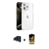 MARSİLYAN™- iPhone 15 Pro Kılıf Doruk Doku Özel Seri - Siyah Buffer Cam Ekran Koruyucu + Raze Metal Kamera Lens - LT