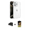 MARSİLYAN™- iPhone 15 Pro Kılıf Doruk Doku Özel Seri - Siyah Buffer Cam Ekran Koruyucu + Raze Metal Kamera Lens - TMGI