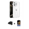 MARSİLYAN™- iPhone 15 Pro Kılıf Doruk Doku Özel Seri - Siyah Buffer Hayalet Cam Ekran Koruyucu + Raze Metal Kamera Lens - SH