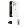 MARSİLYAN™- iPhone 15 Pro Kılıf Doruk Doku Özel Seri - Siyah Polymer Nano Ekran Koruyucu + Raze Metal Kamera Lens - TMGI
