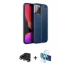 MARSİLYAN™- iPhone 15 Pro Kılıf Doruk Klasik Özel Seri - Siyah 3D Antistatik Cam Ekran Koruyucu + Raze Metal Kamera Lens - TMGI