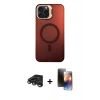 MARSİLYAN™- iPhone 15 Pro Kılıf Doruk Klasik Prime - Siyah 3D Antistatik Mat Seramik Nano Ekran Koruyucu + Raze Metal Kamera Lens - TMGI