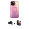 MARSİLYAN™- iPhone 15 Pro Kılıf Doruk Klasik Prime - Siyah 3D Antistatik Mat Seramik Nano Ekran Koruyucu + Raze Metal Kamera Lens - LT