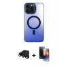 MARSİLYAN™- iPhone 15 Pro Kılıf Doruk Klasik Prime - Siyah 3D Antistatik Mat Seramik Nano Ekran Koruyucu + Raze Metal Kamera Lens - SH
